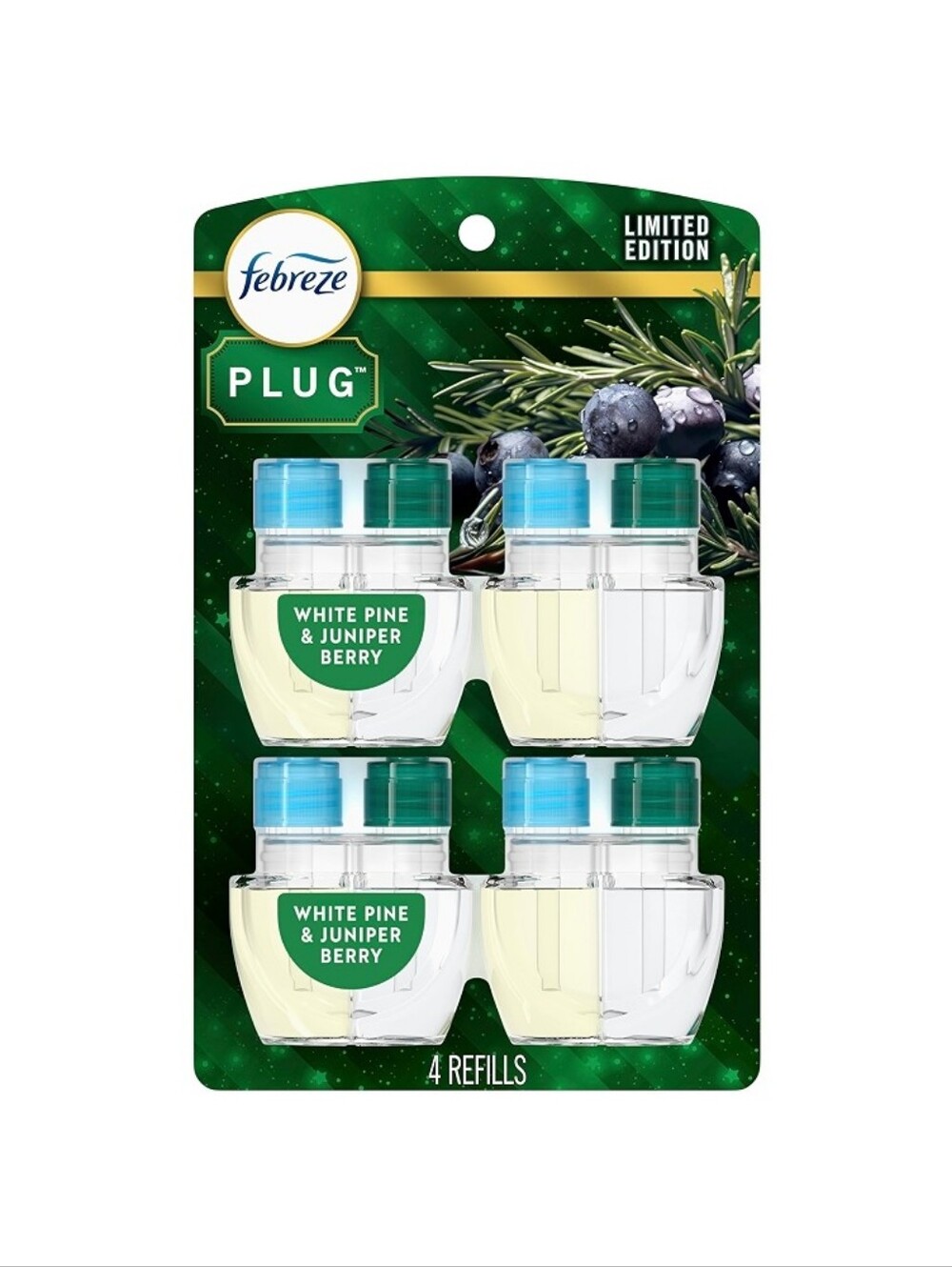 Febreze Plug White Pine & Juniper Berry .87 fl oz Refill **LOT OF 4**